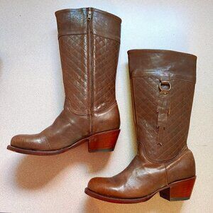 Golden Guns Cowboy Boots Women's size 9 Gunstock Tan Fringe Quilted NEW